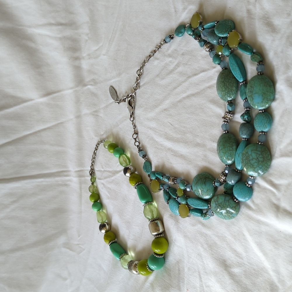 Set of 2 colorful chunky beaded necklaces